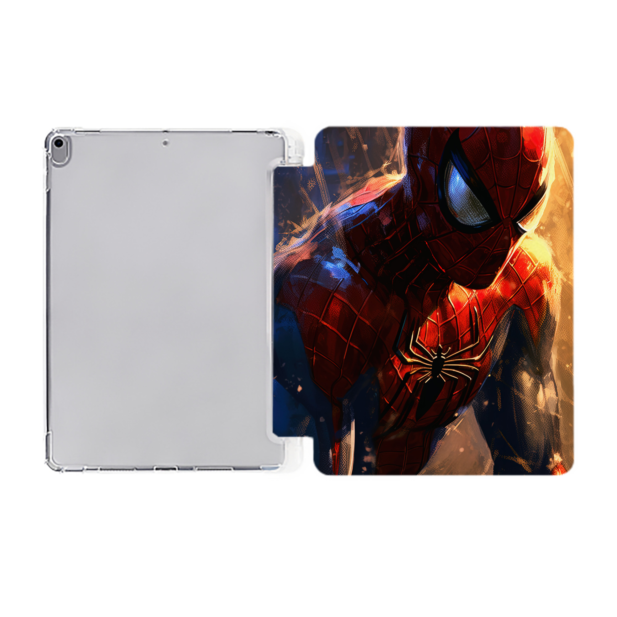 （画像用） Spider Man スパイダーマン IPad ケース ペン収納付き 三つ折りスタンド PUレザー×シリコン 対応機種9.5/10.5/10.9インチ